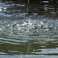 Wasser plätschert in ein Gewässer.  